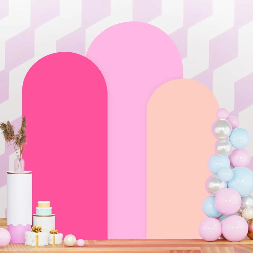 Pink Arch Backdrop Cover 7.2FT 6.6FT 6FT Wedding Arched Covers Stretchy Backdrops Set of 3 Spandex Arch Stand Covers Chiara Backdrop Cover for Arches Stand Birthday Party Baby Shower Graduation Decor
