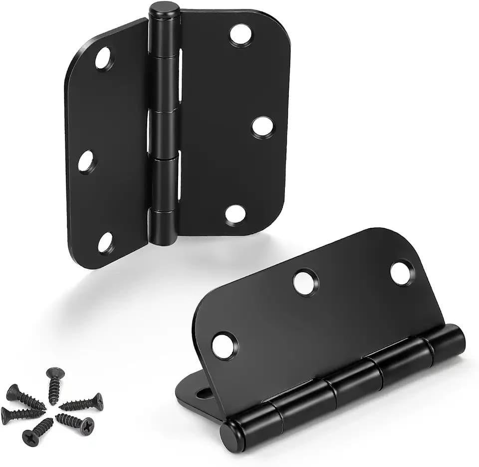 KNOBWELL Black Door Hinges, 3.5" x 3.5" Interior Door Hinges, 6 Pack