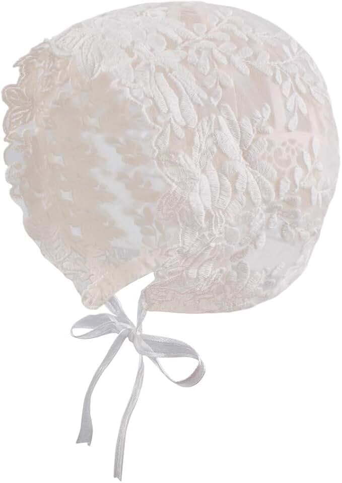 Baby-Mädchenhaube aus Baumwolle, Taufhaube für Neugeborene, Mädchen, Weiß, Prinzessin, Sonnenschutz, 0-3 Monate
