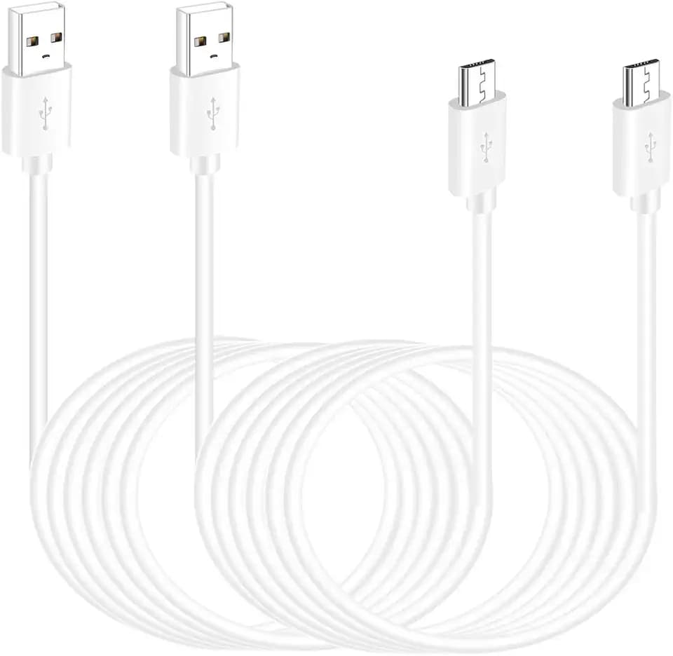 2 Pack 16.4FT Micro USB Cable Extension Power Cord for Wyze Cam YI Camera,Ring Indoor Cam (2nd Generation),PS4 Controller Charger Cord Long Old Android Charger USB A to Micro USB Charging Cable 15 FT