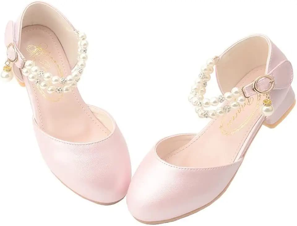 Toddler Flower Girls Dress Shoes Wedding Party School Glitter Low Heel Mary Jane Princess Pumps Sandals for Little Kids