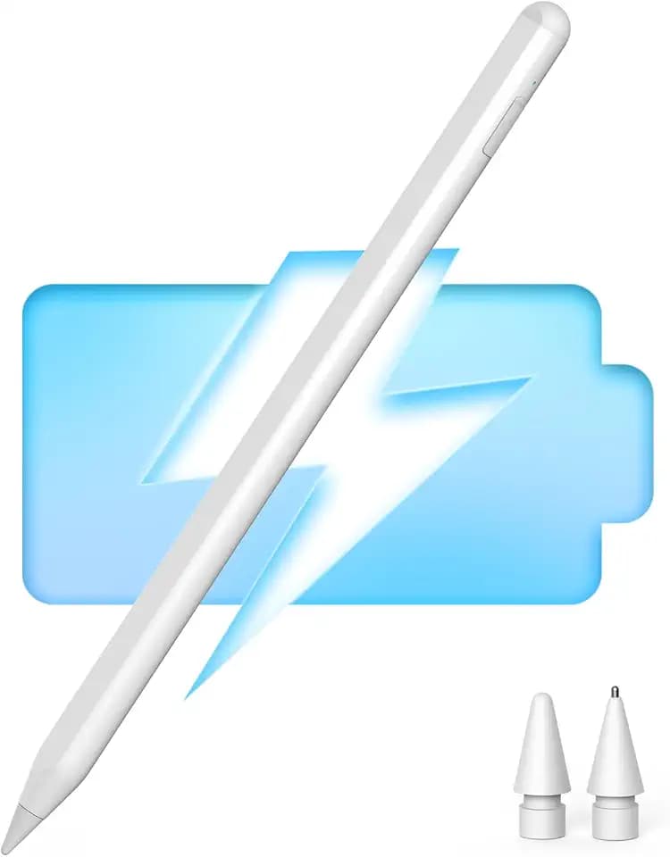 Magnetic Charging Stylus Pen for iPad, 2X Fast Charge Pencil, Pixel-Perfect Precision, Palm Rejection, Tilt Sensitivity, Active Pen for iPad mini 6, Air 5, Pro 11''/12.9'', White