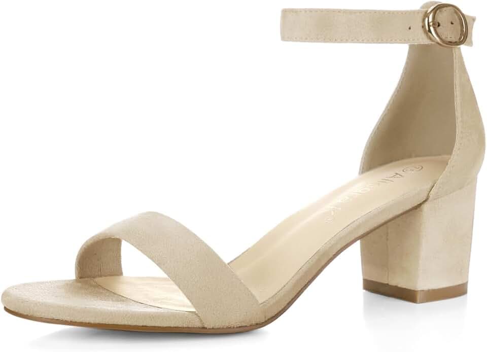 Allegra K Damen Sandalen mit Offener Zehenpartie Blockabsatz Knöchelriemen