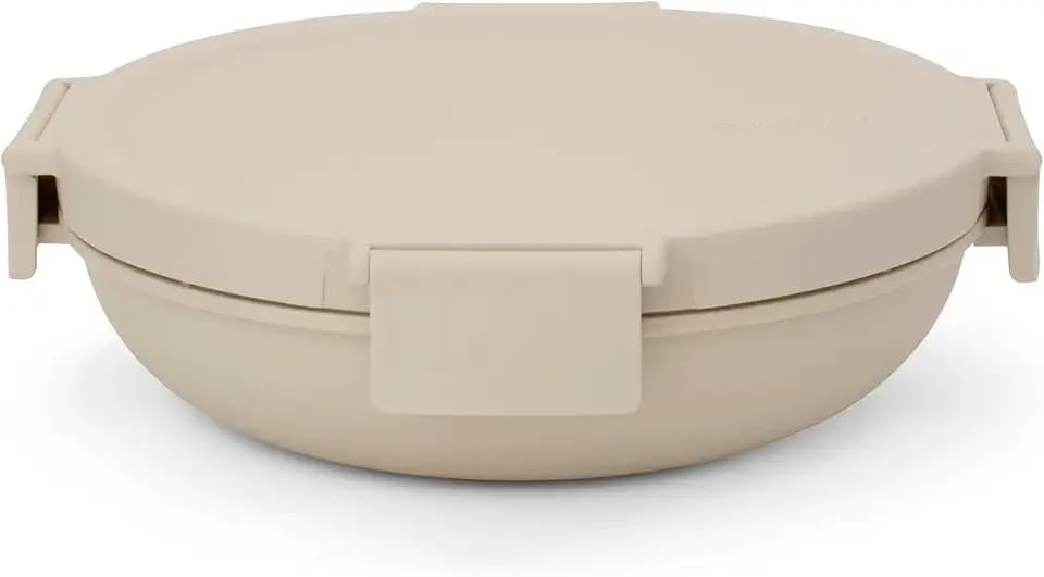 Brabantia Make & Take Lunchbox 1 l, luftdichte & auslaufsichere Brotdose mit Deckel, für das Kühlfach geeigneter Lebensmittelbehälter, spülmaschinen- & mikrowellenfest, Soft Beige