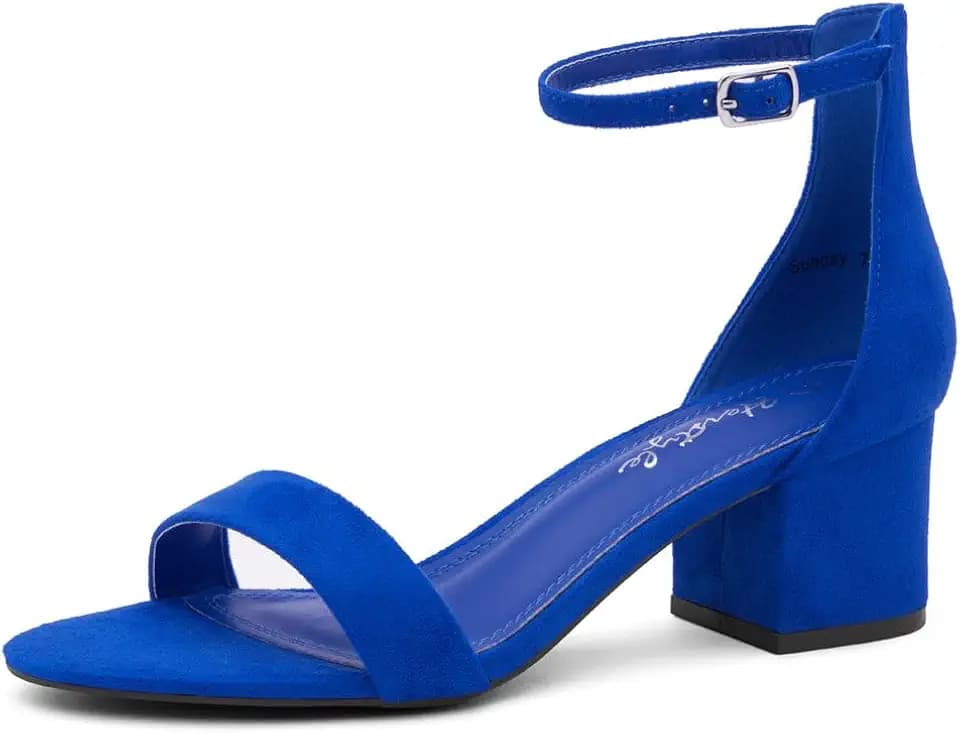 Herstyle Low Block Heels for Women – 2.25 Inch Open Toe Chunky Heel Sandals with Dressy Ankle Strap for Wedding, Prom, Party & Office