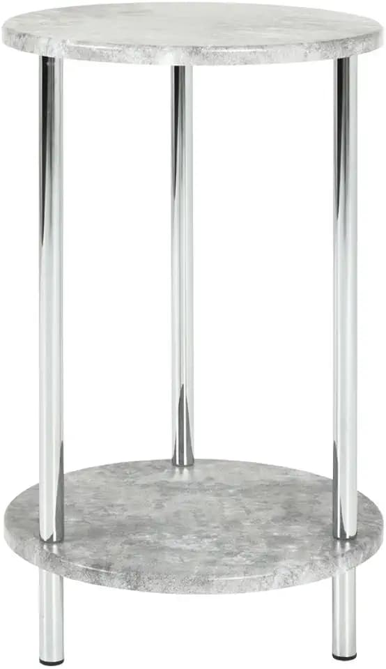 HAKU Beistelltisch rund betonoptik Chrom MDF Metall runder Couchtisch - Maße: H 50 x Ø 30 cm Style: Modern