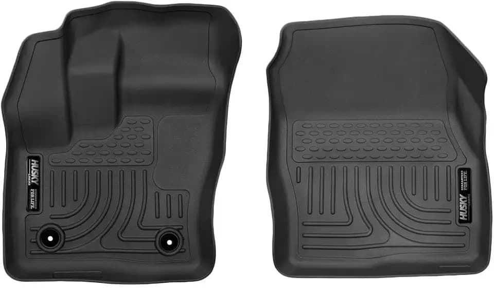Husky Liners Weatherbeater Floor Mats | Fits 2014-2019 Ford Transit Connect Mini Passenger Van All Models w/Carpet Flooring | Front Row, 2-pc Black - 18321