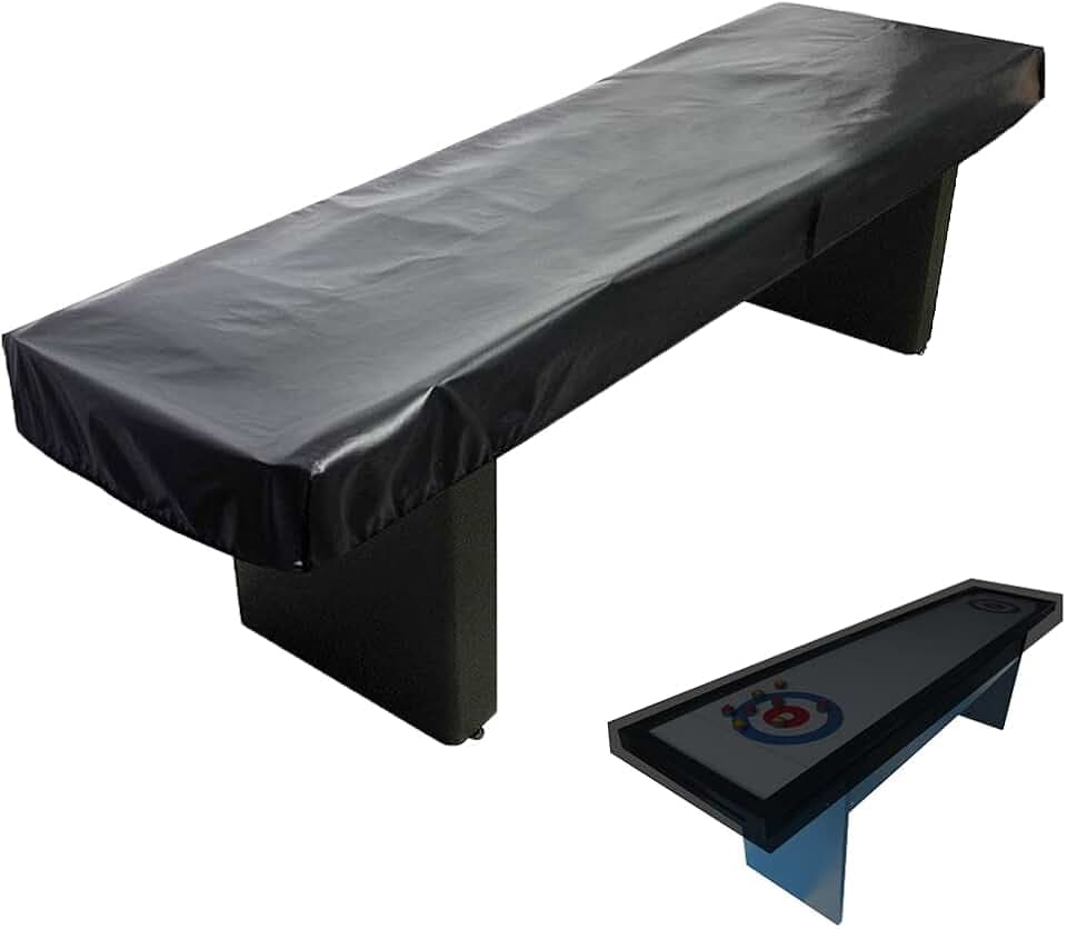 Shuffleboard Table Cover Waterproof Outdoor 9FT 12FT 14 FT Shuffleboard Table Cover Weather Resistant Dustproof Furniture Protective Black