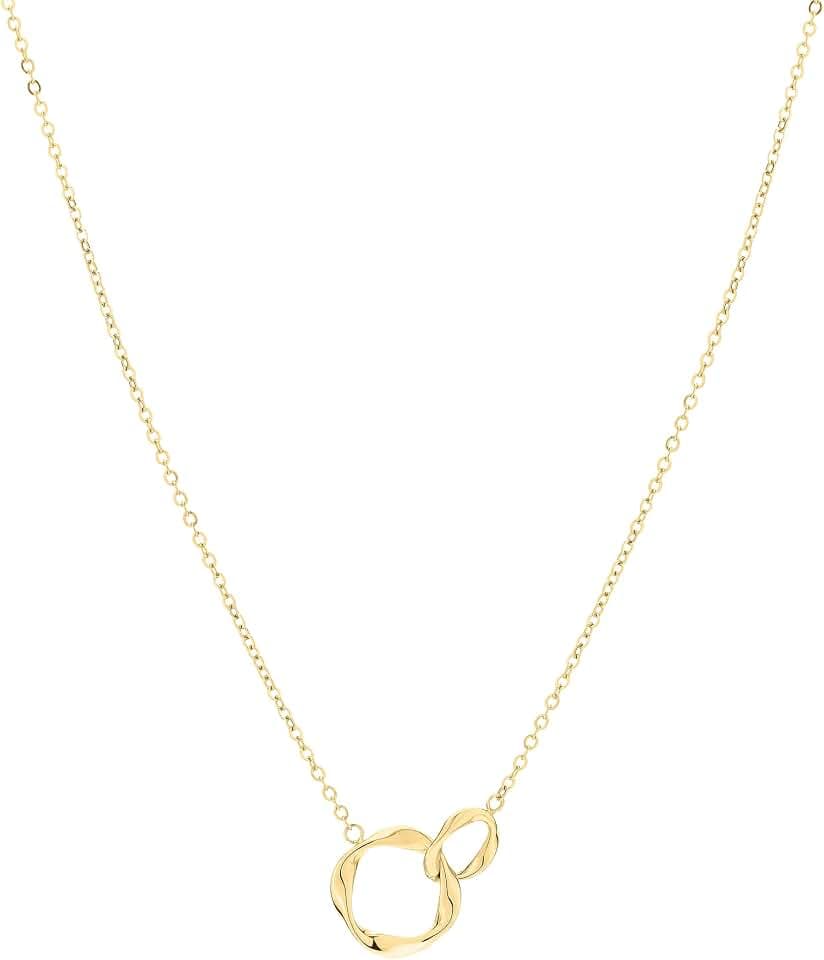 LIEBESKIND BERLIN Damen Infinity Schmuck – Elegante Ketten und Armbänder mit organisch geformten Infinity-Anhängern aus Edelstahl – Größenverstellbar in verschiedenen Farben - 2 verschlungene Ringe