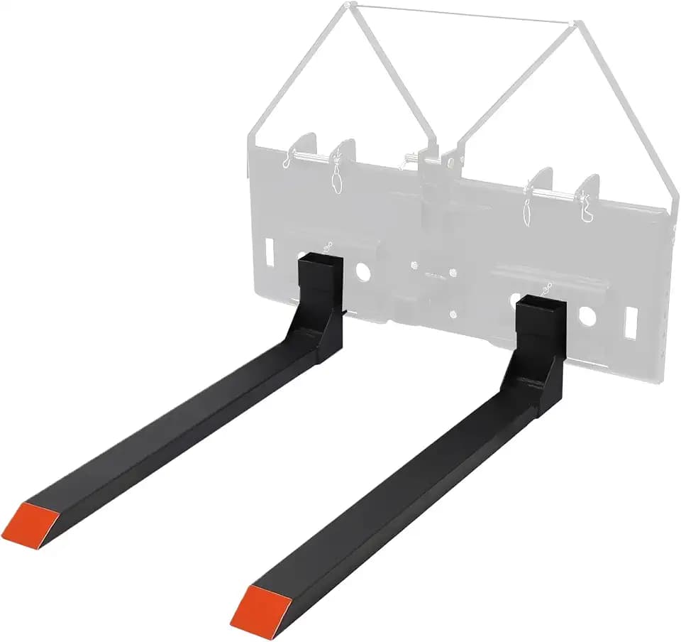 Garvee 48 in Skid Steer Pallet Fork Blades, 4000 LBS Capacity Skid Steer Attachments with Hitch Ball Compatible with Loaders Tractors