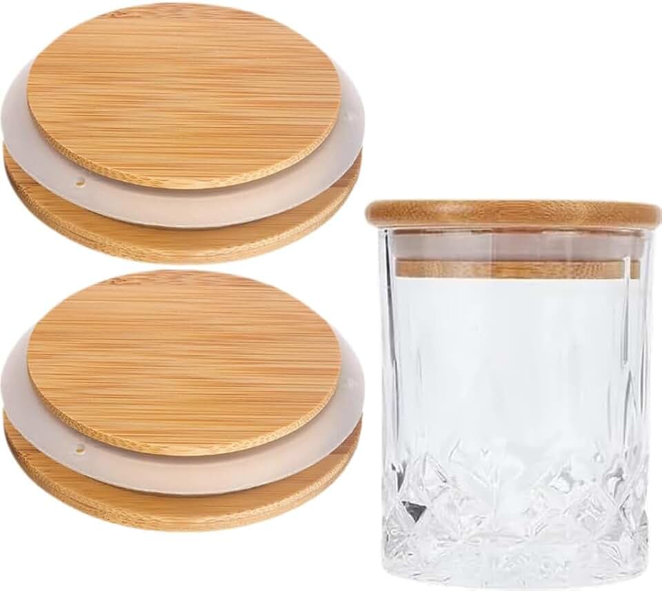 Gadpiparty Bambusdeckel für Vorratsgläser, 2 Stück, 3.94x3.94x0.98 Zoll