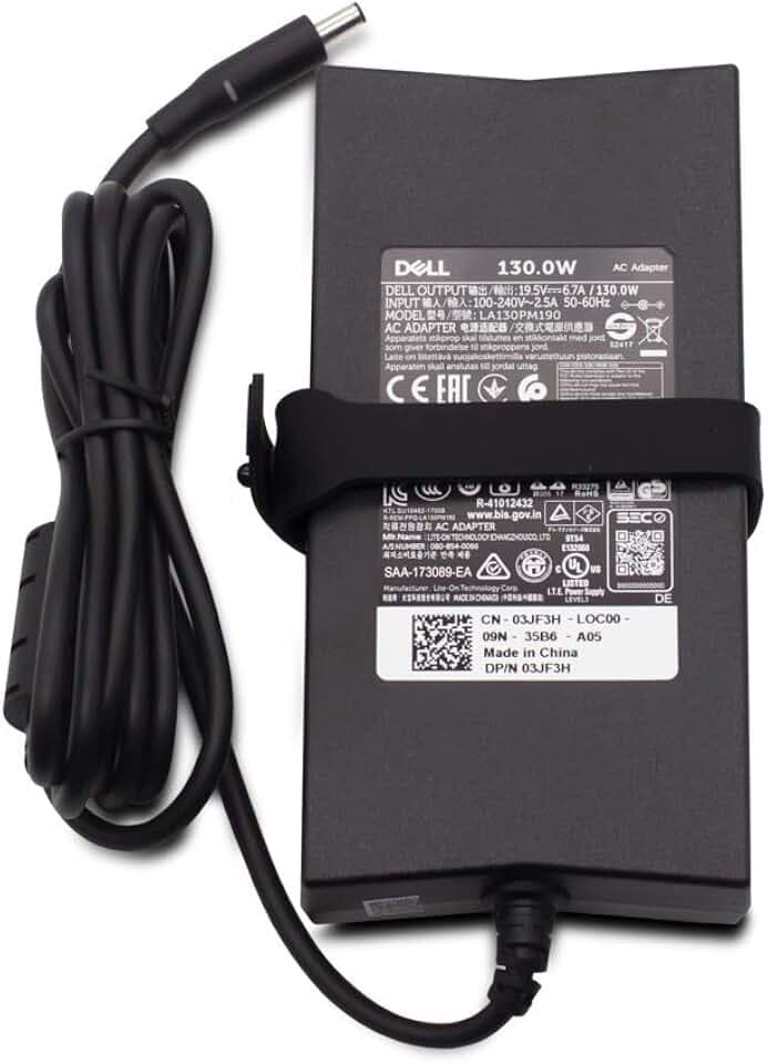 Dell Original 5JDV6 130 W Netzteil Ladegerät für Inspiron AIO 7459, Precision 5510, 5520, 5530, Precision M3800, XPS 15 9530, 9550, 9560, 9570, Optiplex 3050 AIO Teil Zahlen 5J DV6 M1MYR UK