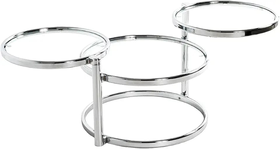HAKU Couchtisch Chrom, Metall, Sicherheitsglas - Maße: B 58-140 x H 43 x T 50 cm, Style: Modern