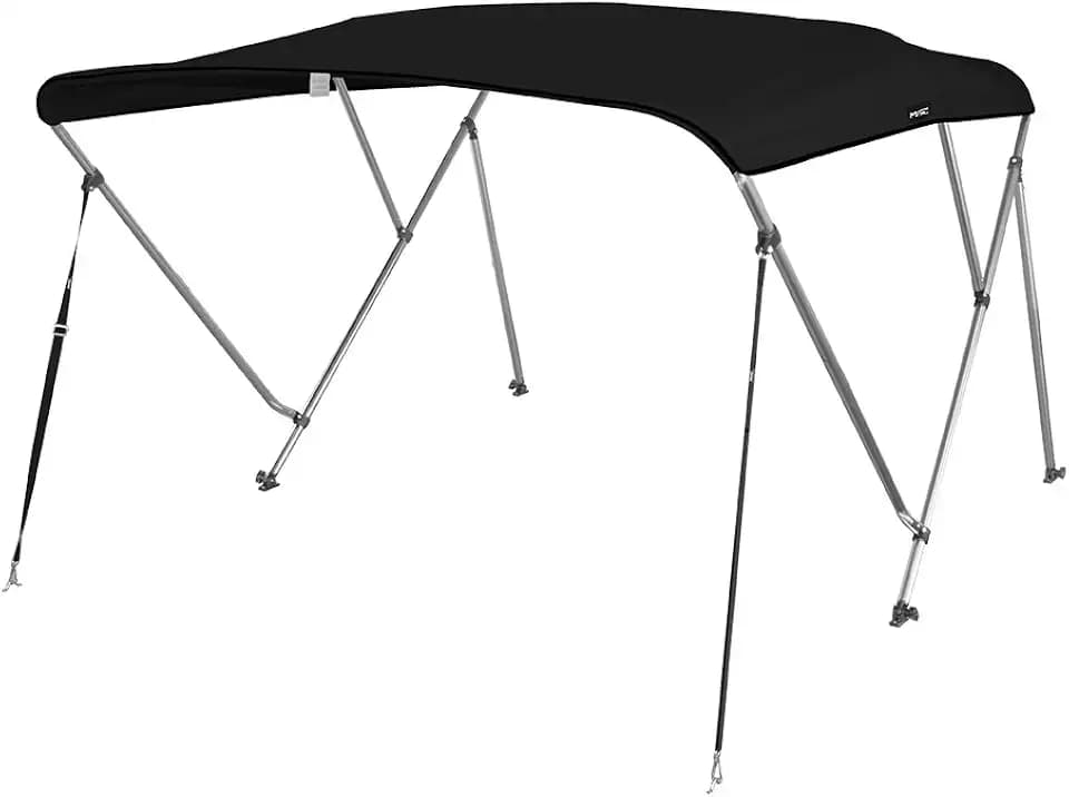 MSC 3 Bow 4 Bow Bimini Top Boat Cover,Waterproof Solution Dyed Polyester Made,2 Support Poles& 4 Adjustable Straps Included