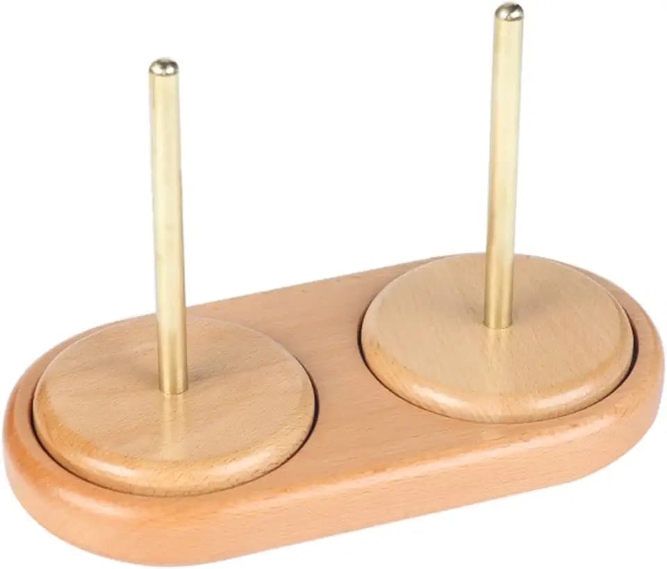 RoseFlower Doppelt Garnhalter-Ständer, Garnkugelhalter aus natürlichem Eichenholz, Spindeln, wirbelnder Garnhalter zum Häkeln, Geschenk für ältere Frauen – 9.2 * 6.1Zoll