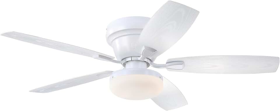 Westinghouse Lighting Contempra Indoor/Outdoor Ceiling Fan, LED Light Fixture with Opal Frosted Glass, Remote Control, 52 Inch, Matte White Finish