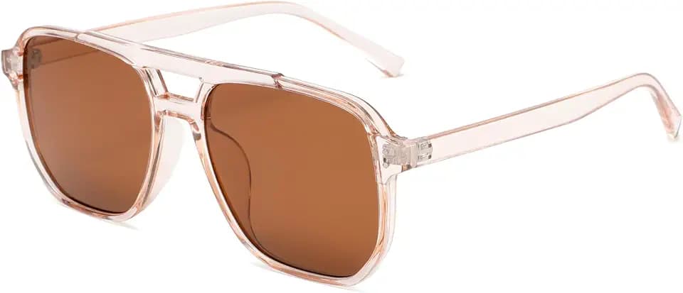 Long Keeper Retro Pilot Sonnenbrille Pilotenbrille Herren Damen Vintage 70er Piloten Sonnenbrille Doppelsteg Quadrat Klassisch Vintage Pilot Brille UV400