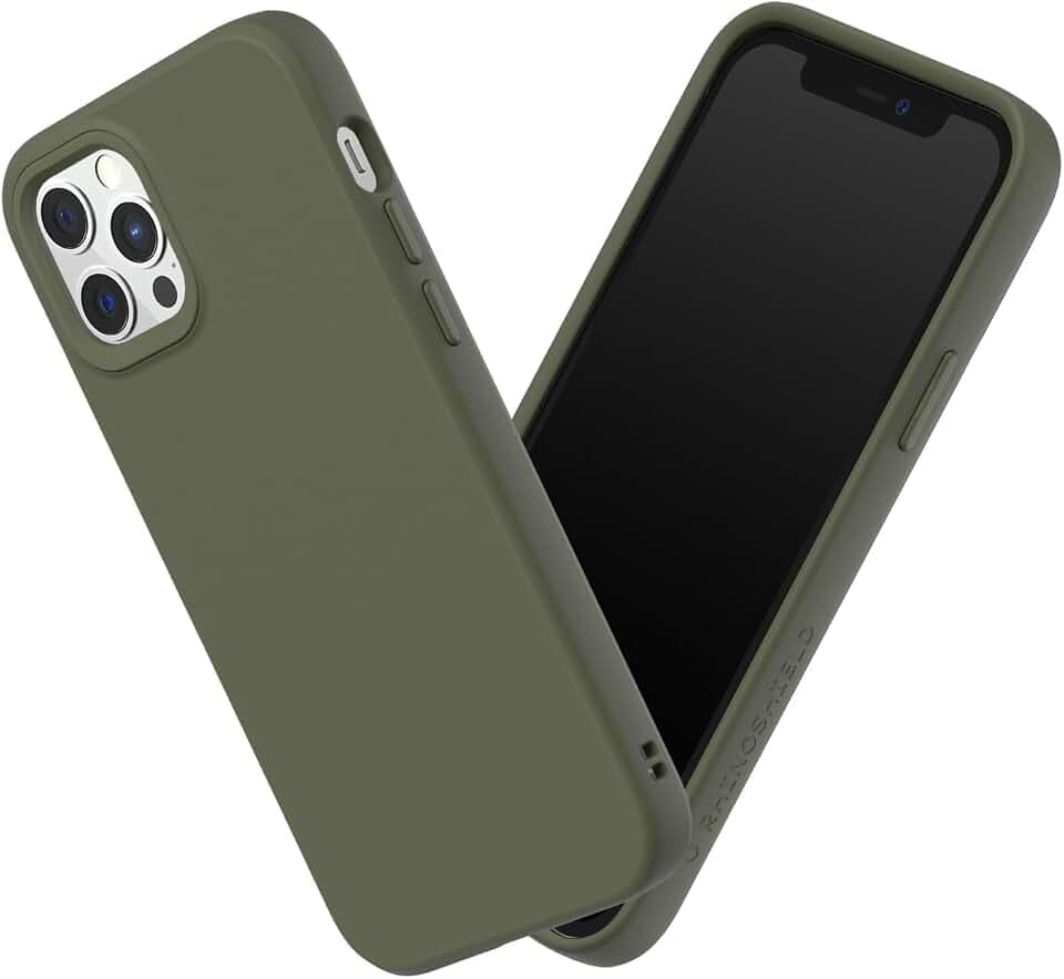 RhinoShield Case kompatibel mit [iPhone 12/12 Pro] | SolidSuit - Stoßdämpfende & schlanke Schutzhülle mit Premium Finish - 3.5 Meter Fallschutz - Algengrün