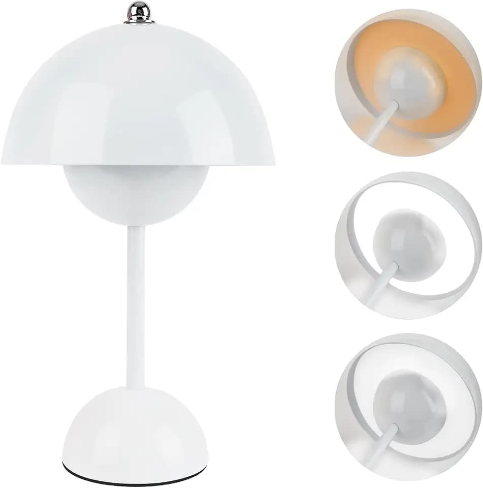 Pilzlampen Tischlampe Flowerpot Lampe Pilz Lampe Kabellos, Touch Dimmbar, 3000k - 6000k, Moderne Aufladbar Tischlampe mit 3 Helligkeitsmodi für Schlafzimmer, Büro, Bars und Restaurants