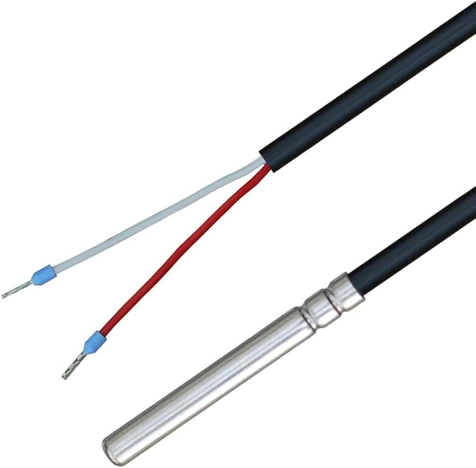 iOVEO 035HP04202 - NTC 5kOhm Temperaturfühler mit PVC-Leitung bis 105°C, Temperatursensor, Speicherfühler, Fühler, Heizung, NTC, 2 Meter