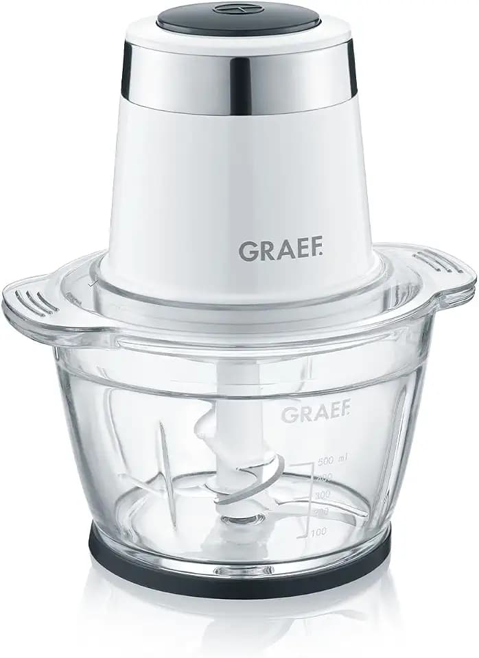 GRAEF Multi-Zerkleinerer CH501 Weiß Ideal zum Hacken, Schneiden und Mixen von Obst, Gemüse – Multi-Zerkleinerer