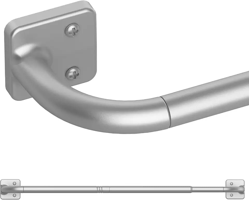 UIOSANRT Warp Around Curtain Rods for Windows 28 to 48 inch, 5/8" Diameter Blackout Curtain Rod for Bedroom Living Room Silver