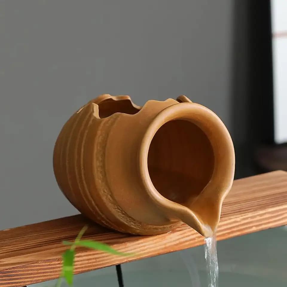 Outdoor Garden Fountain Spitter Pond Water Feature Pump DIY Ceramic Pot Decoration (7.4 inch Color 3)
