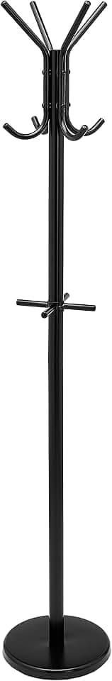 Amazon Basics Hut- und Kleiderständer, 29.5 x 29.5 x 167 cm (L x W x H), Schwarz