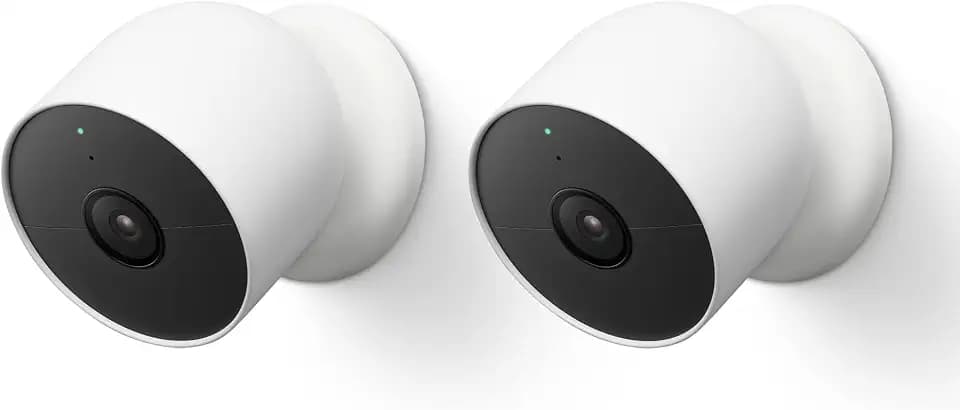 Google Nest Cam-Doppelpack – Intelligente Überwachungskamera im Innen- und Außenbereich, 1080p, G3AL9, Snow, 2 Stück (1er Pack)