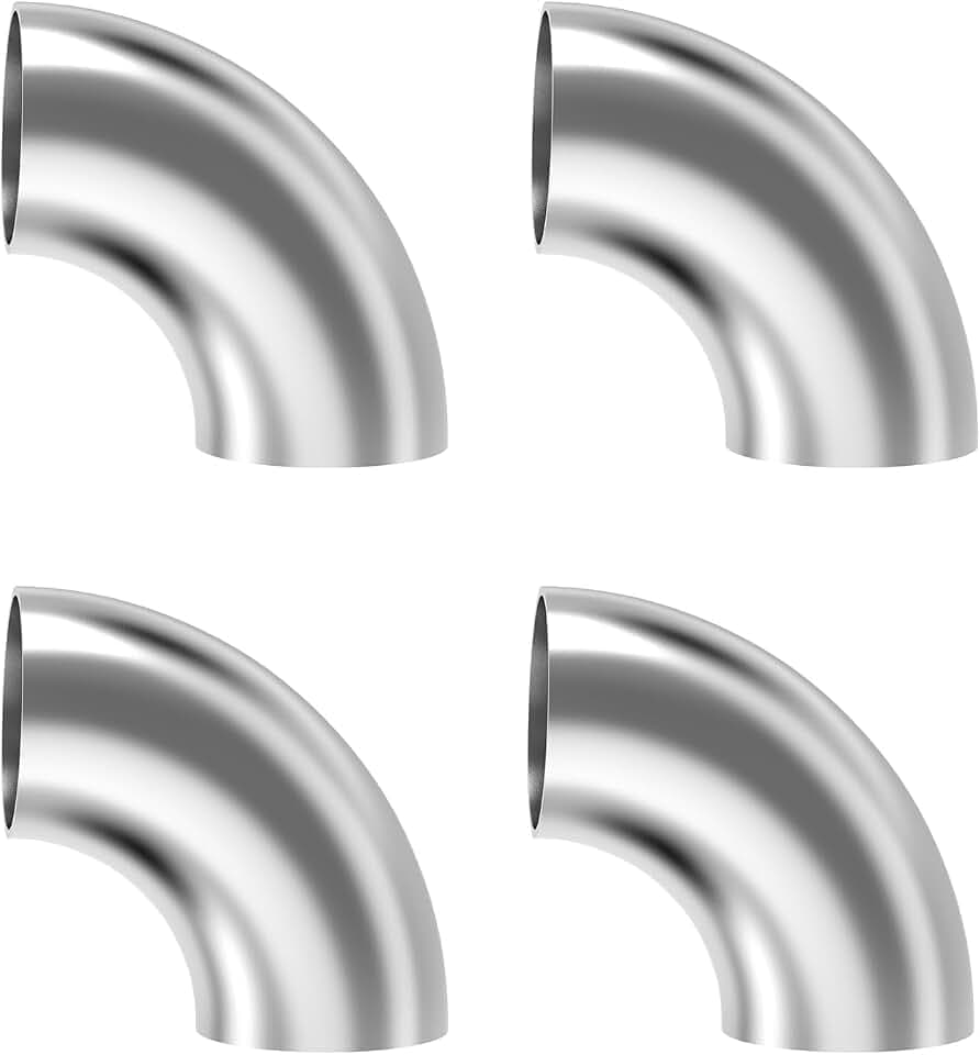 4 Stück 90 Grad Abgasbogenrohr,Edelstahl Bogen 63 mm OD Rohrbogen Dicke 1,5 mm Rohrverbinder Verbinder für Auto modifizierte Abgasbogenrohr, Treppenleiste, Abgassystem