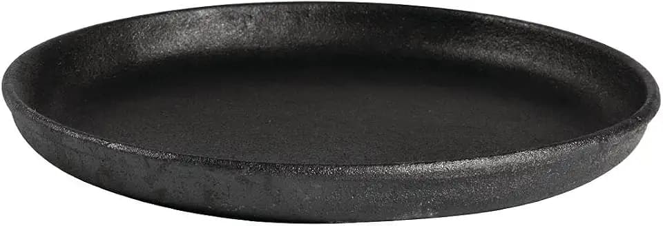 Olympia runde Gusseisen-Sizzle-Platte 22 cm, grau, für Induktion geeignet, Größe: 30 x 220(Dia)mm, abnehmbarer Griff, vor Gebrauch einbrennen für antihaftende Oberfläche, Sizzle-Platte, GJ556