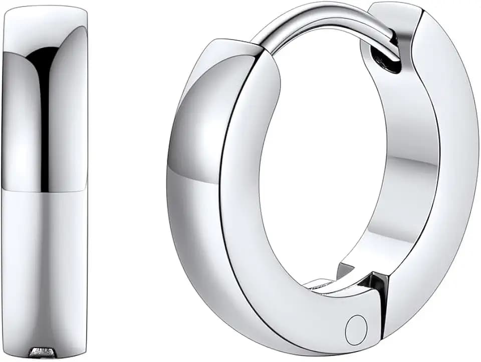FaithHeart Stainless Steel Black/Silver/Gold Huggie Hoop Earrings for Men