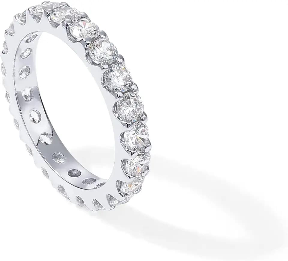 PAVOI 14K Gold Plated Cubic Zirconia Eternity Ring for Women, Wedding Band