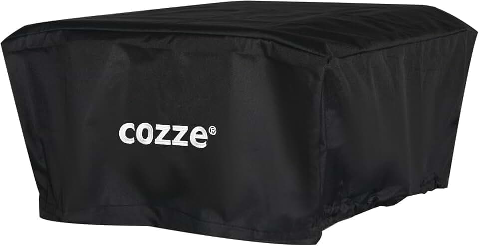 Cozze® Abdeckhaube für 13” Pizzaofen & Elektrogrill E200 – regenfestes, UV-beständiges Material, schwarz mit Print, 53 x 53 x 27 cm, REACH-konform