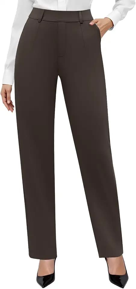 DLOODA Stretchy Dress Pants Women High Waisted Pull On Work Pants Office