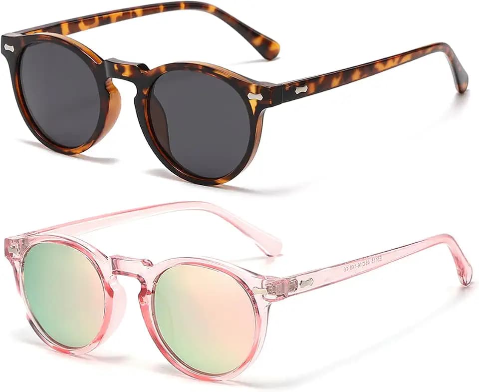 Gleyemor Kids Polarized Cute Round Sunglasses for Kids Girls Boys Age 3-8