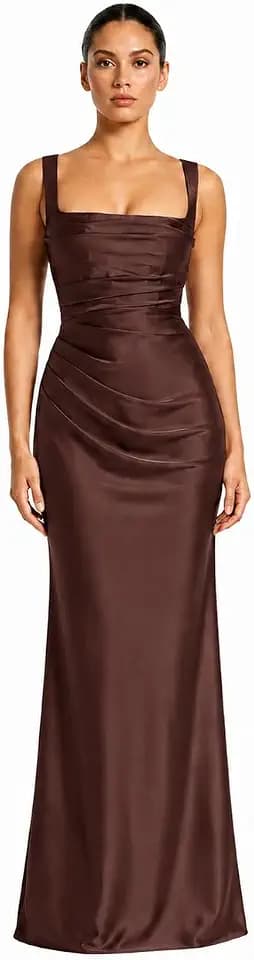 Krumba Women Formal Bodycon Dress: Satin Evening Party Gown
