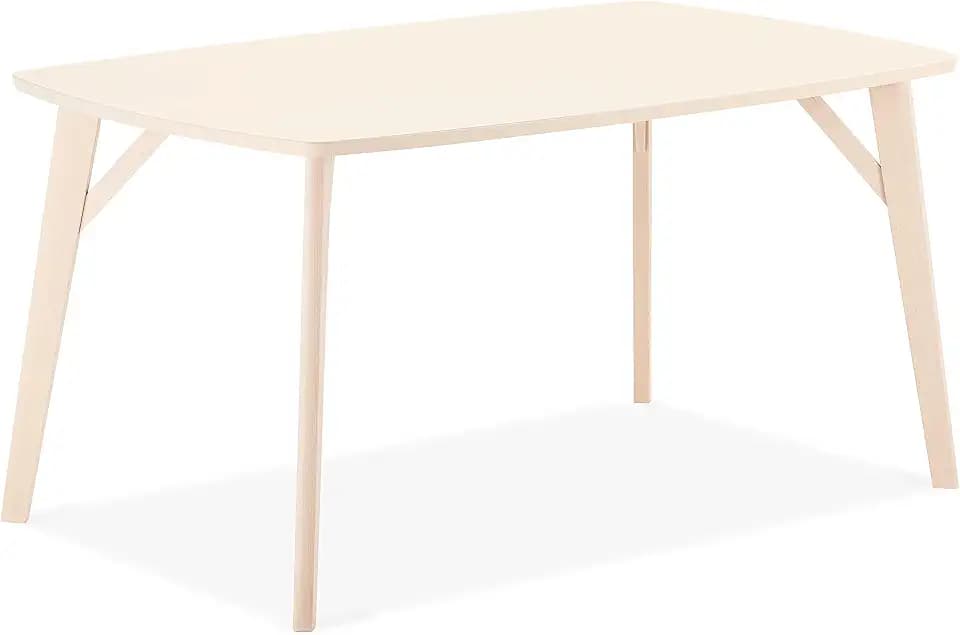 Furnhouse Ibbe Design Rechteckig Buche Esszimmertisch 150x90 Matt Skandinavisch Tisch Esstisch Penang, Weiss Buchenholz, 150x90x75 cm