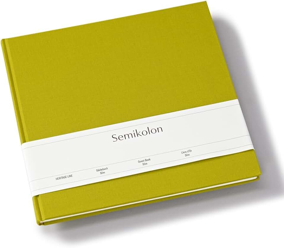 Semikolon 371085 Gästebuch Slim 25 x 23 cm - mit 100 blanko Seiten zum Selbstgestalten, Lesezeichen - matcha hell-grün