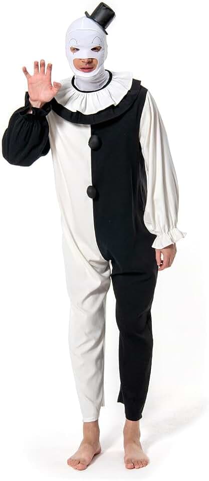 Noiclub Terrifier Kostüm Gruselig Halloween Horror Clown Cosplay Costume Overall Maske Outfits Karneval Anzug Set XXL