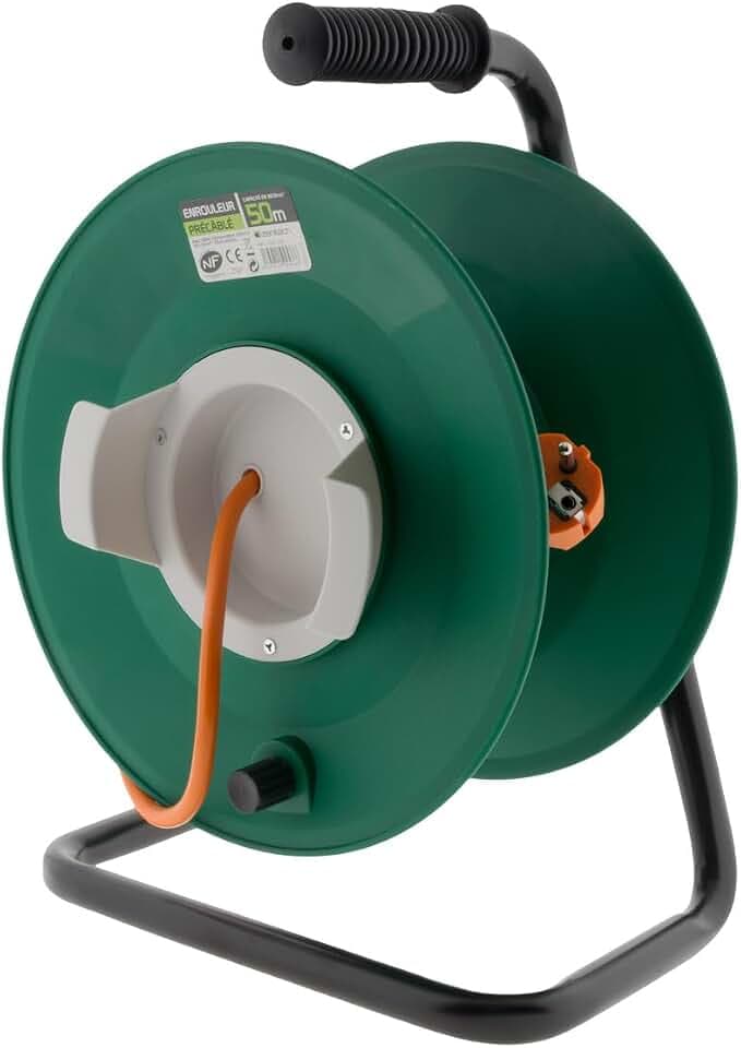 Zenitech – Vorgefertigte Garten-Kabeltrommel ohne Steckdose – 70 cm mit Überlastschutz – Schwarz