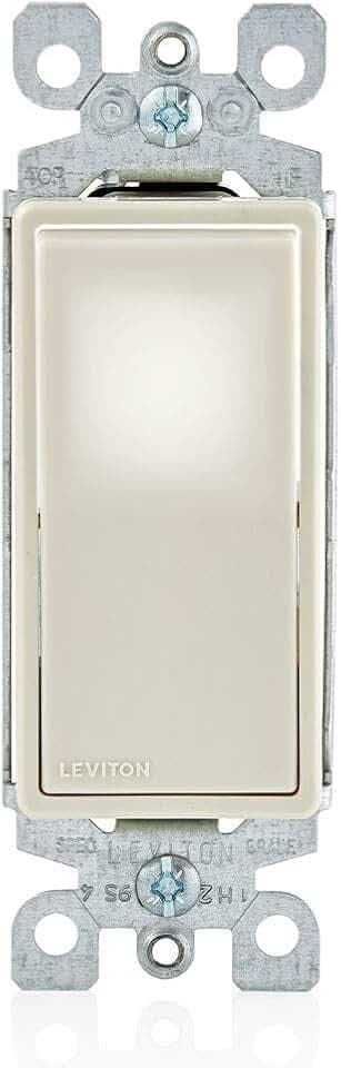 Leviton 15 Amp Decora LED Illuminated Light Wall Switch, Single-Pole, L5611-2T, Light Almond
