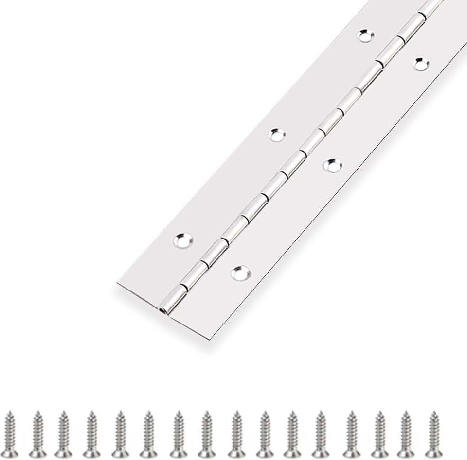 Piano Hinge 36 Inch x 1.5 Inch Stainless Steel Continuous & Piano Hinge Heavy Duty Piano Hinges, 0.04" Leaf Thickness, 0.5" Knuckle Length, Screw Included