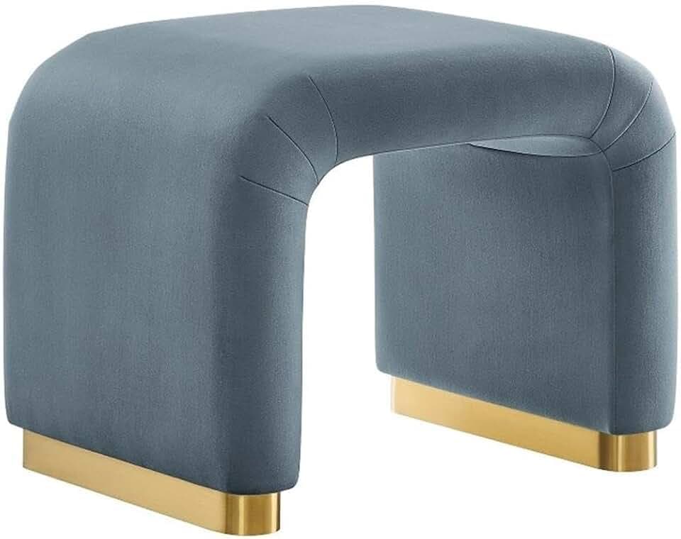 Modway EEI-6733-BRA-CAB Koda Performance Velvet Waterfall Stool, Brass Cadet Blue