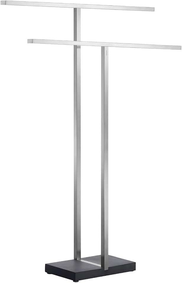 blomus -MENOTO- Handtuchständer aus mattiertem Edelstahl, freistehend mit 2 Handtuchstangen, exklusive Optik, modernes Badaccessoire, einfache Montage (H / B / T: 86 x 50 x 16 cm, Silber, 68624)