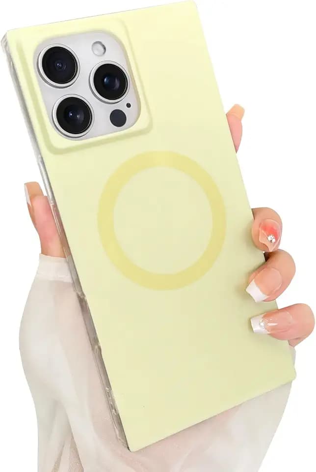 Cute Rectangle Case for iPhone 16 Pro Max, Light Yellow