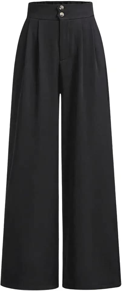 OYOANGLE Girl's Button Down Elastic High Waist Wide Leg Pants