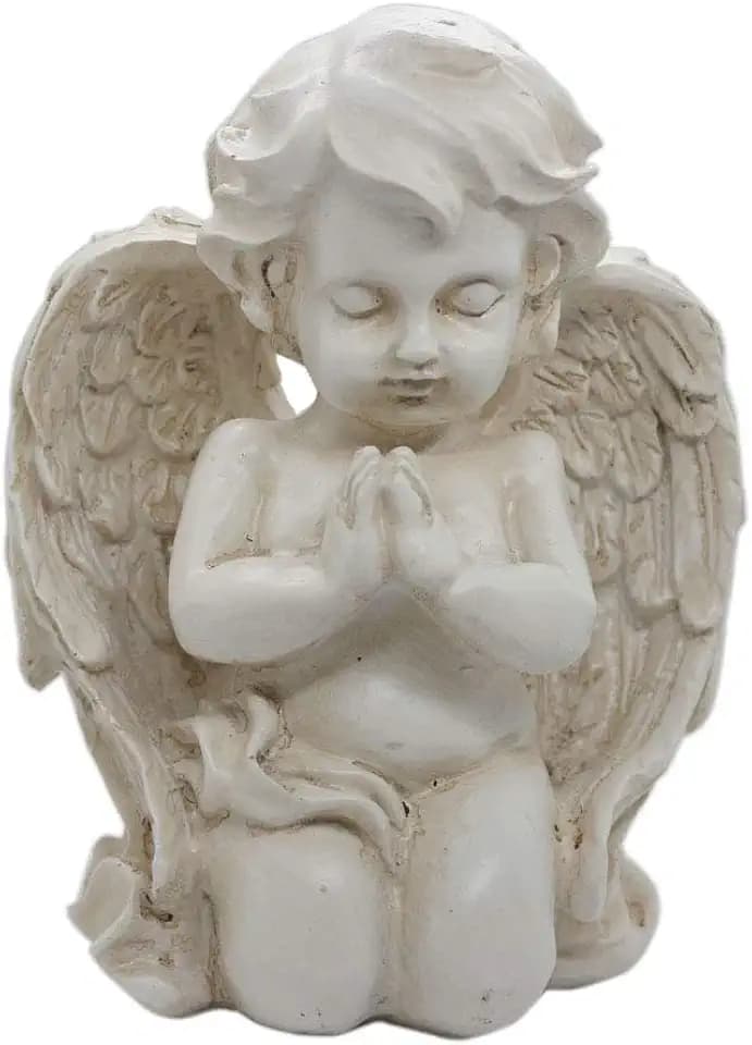 Vintage Kneeling Praying Cherub Statue Indoor Outdoor Home Garden Decoration Wings Angel Statue Memorial Sculpture
