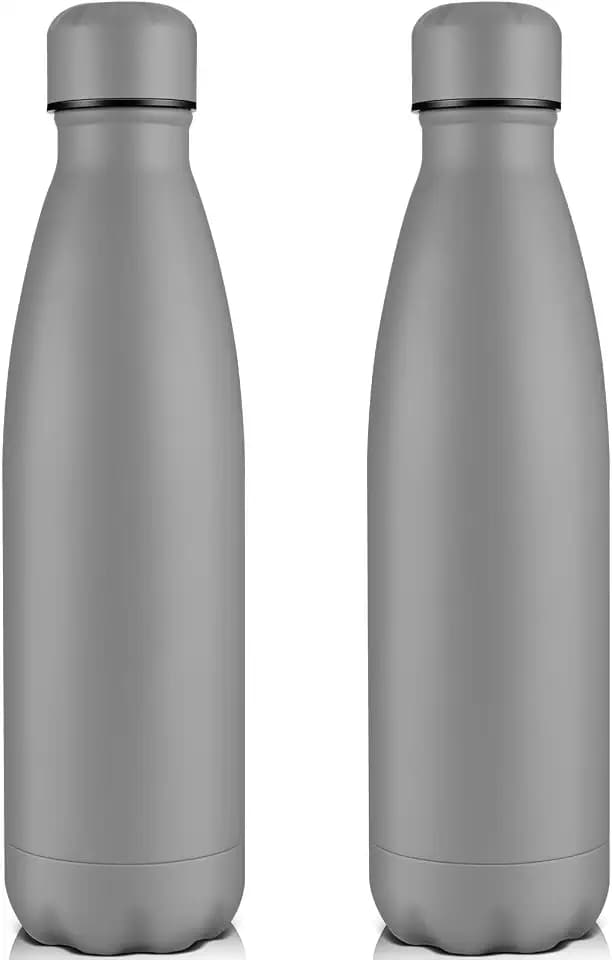 Volhoply 25oz Insulated Water Bottles 1/2/4 Pack, Double Wall Stainless Steel Vacuum Flask Keeps Cold & Hot, BPA Free Leakproof Bottle (Gray,2 Pack)