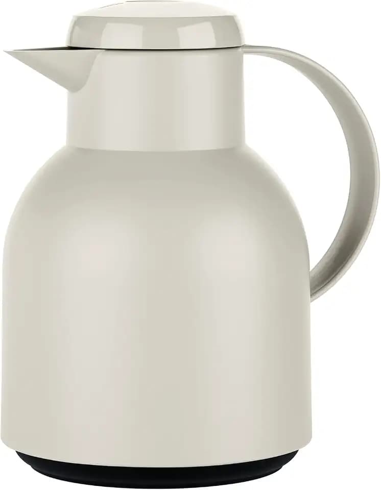Emsa Samba Isolierkanne F40104 | 1 Liter | Quick Press Verschluss | 100% dicht | 12h heiß, 24h kalt | Puder Grau